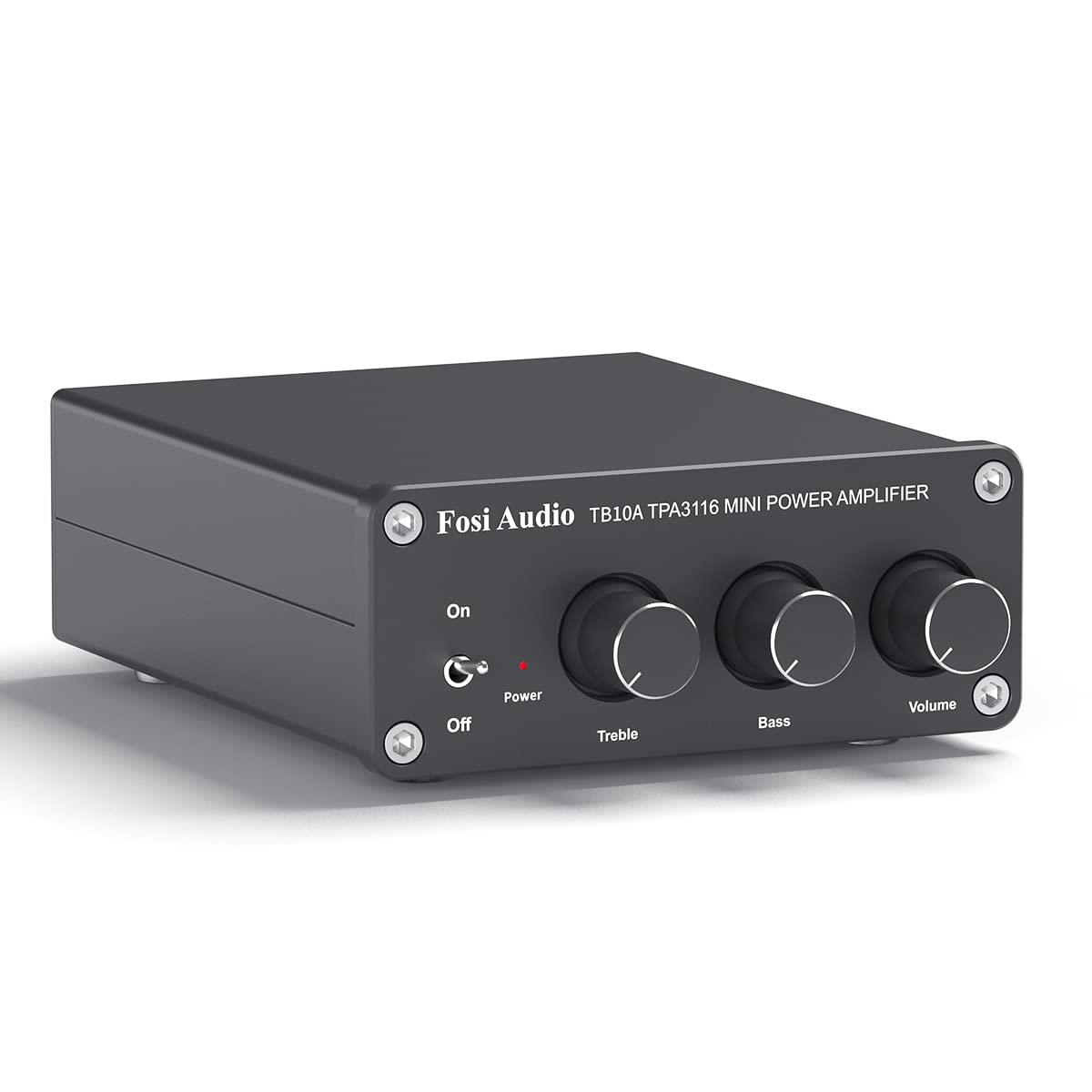 Fosi Audio TB10A 2 チャンネルアンプ 100W x 2 パワーアンプ ステレオ オーディオアンプ レシーバー TPA3116 ミニ Hi-Fi クラスD 内蔵アンプ 2.0CH ホームスピーカー用 低音と高音のコントロール付き (電源付き)画像