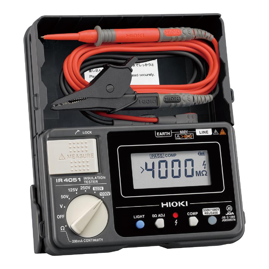 HIOKI (日置電機) 縁切り持ちこたえる計 IR4051-10 取り調べる先んじる L9787 嘱する品 JIS公証 日本製 定格 5領域 DC 50V 125V 250V 500V 1000V メガー デジタル