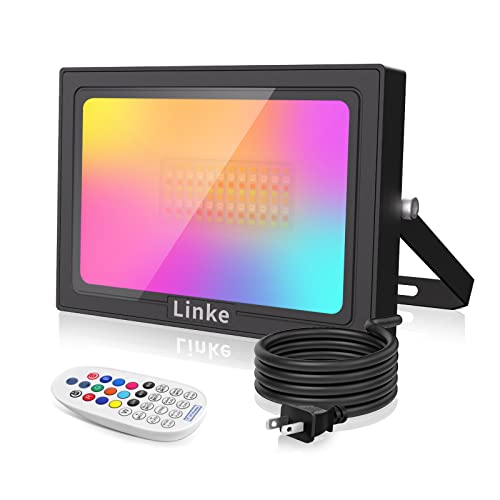 Linke 35W RGBライト RGB投光器 カラーライト フラッドライト ライトアップ LED 180W相当 明るい 省エネ IP66防水 リモコン操作 40種類照明モード タイミング機能 調光可能 メモリー機能 屋外 屋内 バー 看板灯 アクアリウム照明 水槽照明