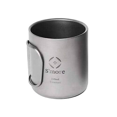 S'more(スモア) Titanium mug double チタンマグ マグカップ チタン コップ チタンコップ ダブル チタン製 アウトドア キャンプ 二重構造 350ml 450ml チタン食器 ダブルウォール (SILVER, 350ml)