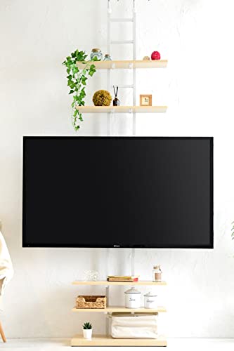 山善(YAMAZEN) テレビ台 テレビスタンド (ハイタイプ ロータイプ) 32 ‐ 55型 (壁面収納) 幅60×奥行32×高さ230-260cm 壁寄せ 突っ張り ナチュラル RTTV-6032(WNWH2)