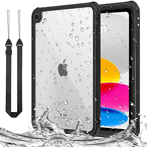 MoKo iPad 第11/10世代 防水ケース 11/10.9インチ iPad 第11世代 (A16) 2025、 iPad 第10世代 2022 防水ケース IP68最高規格 完全防水 軽量 薄型 耐衝撃 360度全面保護 ストラップ付き 水中撮影 海・水場・プール・お風呂に 雨・雪の日 Black