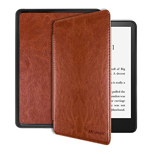 Miimall Kindle Paperwhite 第11世代 ケース 2021Newモデル Kindle Paperwhite 第11世代 カバー ハンドストラップ付き スマートOFF/ON マグネット開閉 防衝撃 PUレザー Kindle Paperwhite 2021(ブラウン）