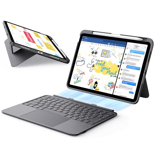 ESR Flex iPad キーボード付きケース, iPad Air 11インチ M4/M3/M2 (2026/2025/2024)、Air第5世代、第4世代 , 超軽量マグネット着脱式キーボード(ライティング／ビューイングモード),大型精密トラックパッド, ダークグレー