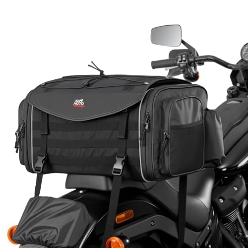 KEMIMOTO シートバッグ 拡張機能あり 35-45L ツーリングバッグ レインカバー付き バイク リアバッグ 変形しにくい 荷物固定ベルト付き バッグ上部積載可能 バイク用品 汎用性｜Chack0605