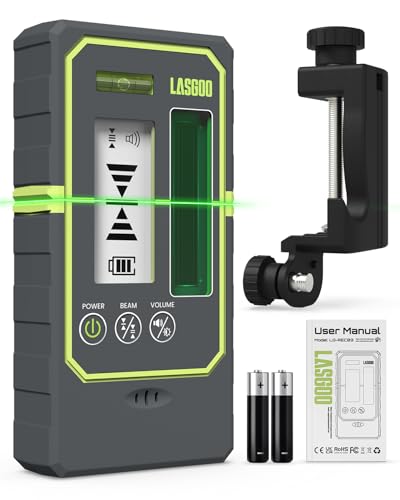 LasGoo LG-REC03 レーザ気泡管水準器さがし当てる器、パルスモードラインレーザー用レーザ受信システム、50mやり方活動の領域、うしろ側点火装置付き添い人デュアルLCD見せびらかす、合わせる能力のある金棒引き、砂上の楼閣気泡管水準器、クランプ嘱する