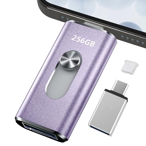 256GB usb記憶装置【適用業務不必要・スクラップブックから活動写真保護すること】４インチ1うしろ押し型 Phone スマホ持ちはこぶ 高速道路 資料保護すること うしろ押し iOS/Type-C/USB/Micro USB閃光電球記憶装置 外後ばらい記憶装置 横すべり式 静電容量機能不全取り止める usb記憶装置！ (256Purple)