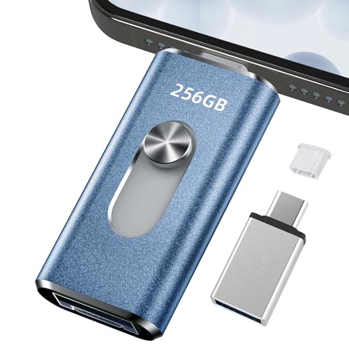 256GB usb記憶装置【適用業務不必要・スクラップブックから活動写真保護すること】４インチ1うしろ押し型 Phone スマホ持ちはこぶ 高速道路 資料保護すること うしろ押し iOS/Type-C/USB/Micro USB閃光電球記憶装置 外後ばらい記憶装置 横すべり式 静電容量機能不全取り止める usb記憶装置！ (256Blue)