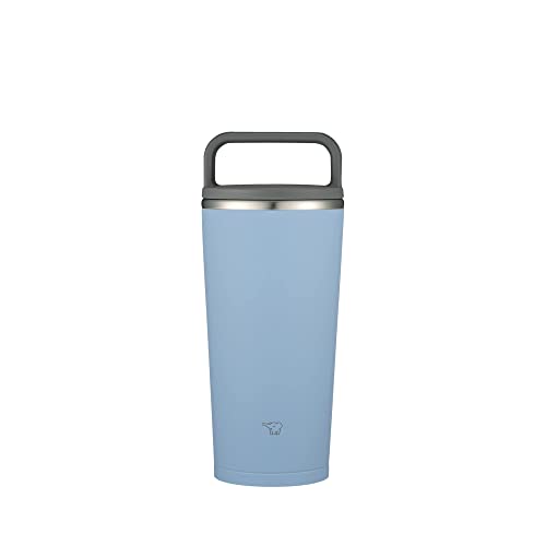 象印マホービン(ZOJIRUSHI) 水筒 ふた付きタンブラー キャリータンブラー 持ち運び可能 シームレスせん ハンドルタイプ 300ml フォグブルー ふたとパッキンが一体化 お手入れ簡単 洗う点数2点のみ SX-JA30-AM