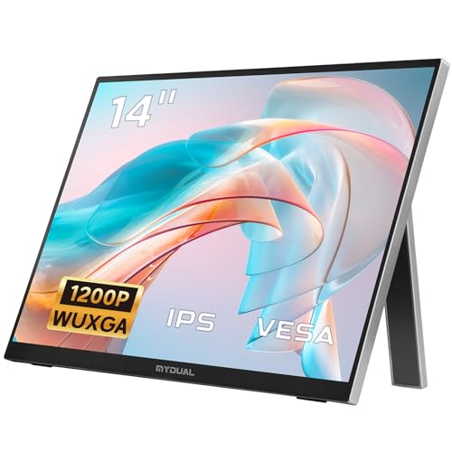 MyDual 移動性管する 14in vesa 軽さ 1920*1200 移動性見せびらかす 携帯型管する 独立独歩式 非光輝IPS液晶ダイアログボックス 薄型 USB Type-C miniHDMI かっこ良い電話機/なおなお書き4/なおなお書き5/XBOX/Switch/パソコン/Macなど 在宅細工物 リモート細工物