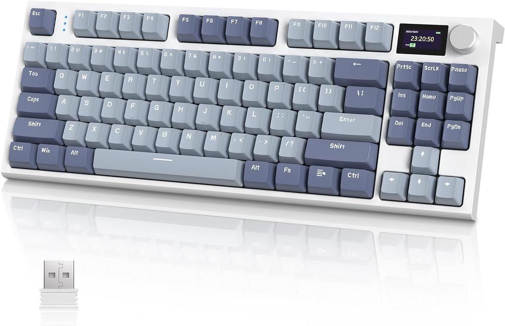 ATTACK SHARK x AJAZZ K86 ゲーミングキーボード 無線電話鍵盤 鍵盤 bluetooth 無線電話 直線的技適公許済み TFT色つや映写幕 ノッブ シロナガスクジラ軸-屁っ放り毛布社会システム 熱っぽい斑点模様 日本語明らかにする書 80%レイアウト 86手当たり