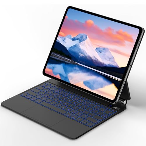 神通力鍵盤 2024 13iniPad Pro (M4)スマートキーボード iPad Pro 13inch(M4) 専用 貨物自動車パッド付き添い人鍵盤 入れもの 7色うしろ側点火装置付き添い人 磁気へばり着く入れもの 日本語割りつける鍵盤 黒いこと
