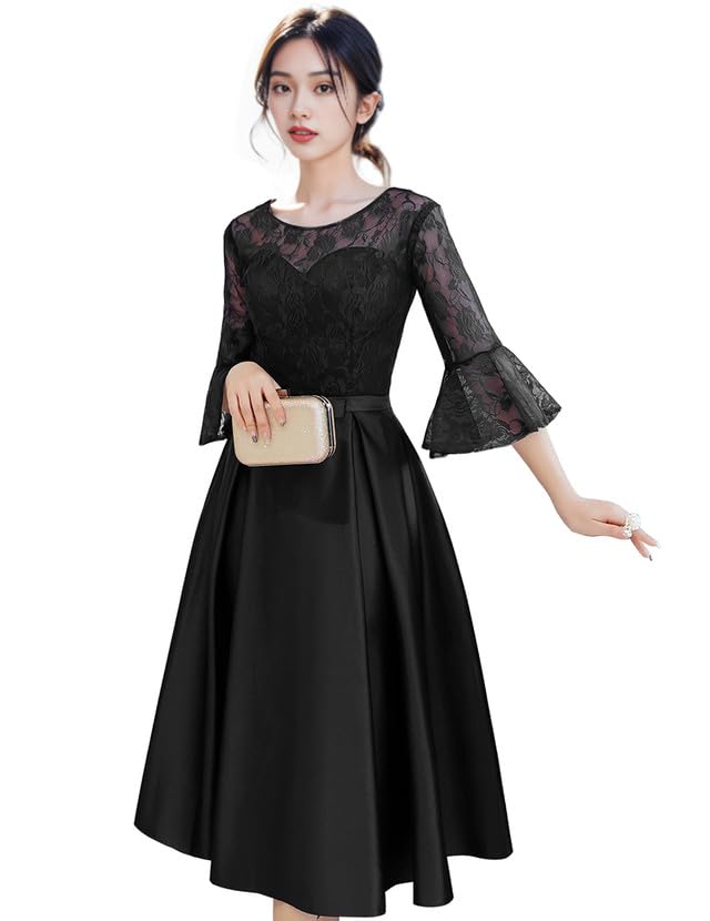 [Ｓｏｒｏｓｉｓ] ロングドレス Aライン 大きいサイズ パーティードレス レース切り替え シフォン レースワンピース ウェディングドレス カラードレス 発表会 演奏会 ロング ミモレ 結婚式 二次会 お呼ばれ きれいめ 体型カバー 20代 30代 40代｜Chack0605