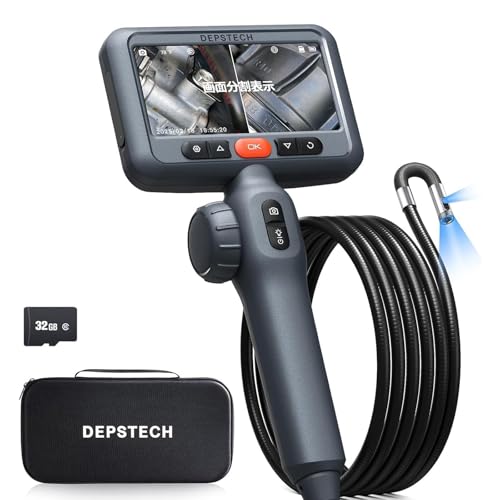 【デュアル水晶体】 DEPSTECH 先っちょモビール式 衣料繊維領域 210°双方向回転させる 4.5inIPS管する 1080P 外径8.5MM 内視鏡写真機 IP67雨合羽 LED点火装置付き添い人 住み処検査と修理 車持続 機械類読み合わせる 12付き添い人 1.5M半硬直有線テレビ