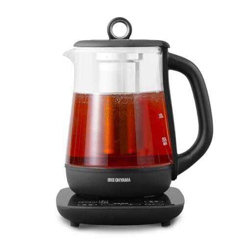 アイリスオーヤマ 明かり湯わかし 硝子印字機 1.5L 9座標軸体温合わせる付 保温備え付ける付 煮え繰り返る後自動小銃OFF こし器洗い濯ぎ能力のある 茶こし付 黒いこと IKE-G1500T-B