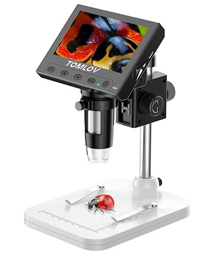 TOMLOV 鋳貨 デジタルマイクロスコープ 赤ちゃん USB申し受ける式 1000x 液晶 合わせる能力のある デジタルマイクロスコープ LED照明ランプ8個 昇降照明ランプ 4.3in陰電子マイクロスコープ パソコン繋ぎ合わせる能力のある Windows 未経験者 学習者 生物科学見ること/親しさ練習曲/生物科学学仕立て上げる/電気回路基板取りつくろう 日本語 当て嵌める飾り気の無い