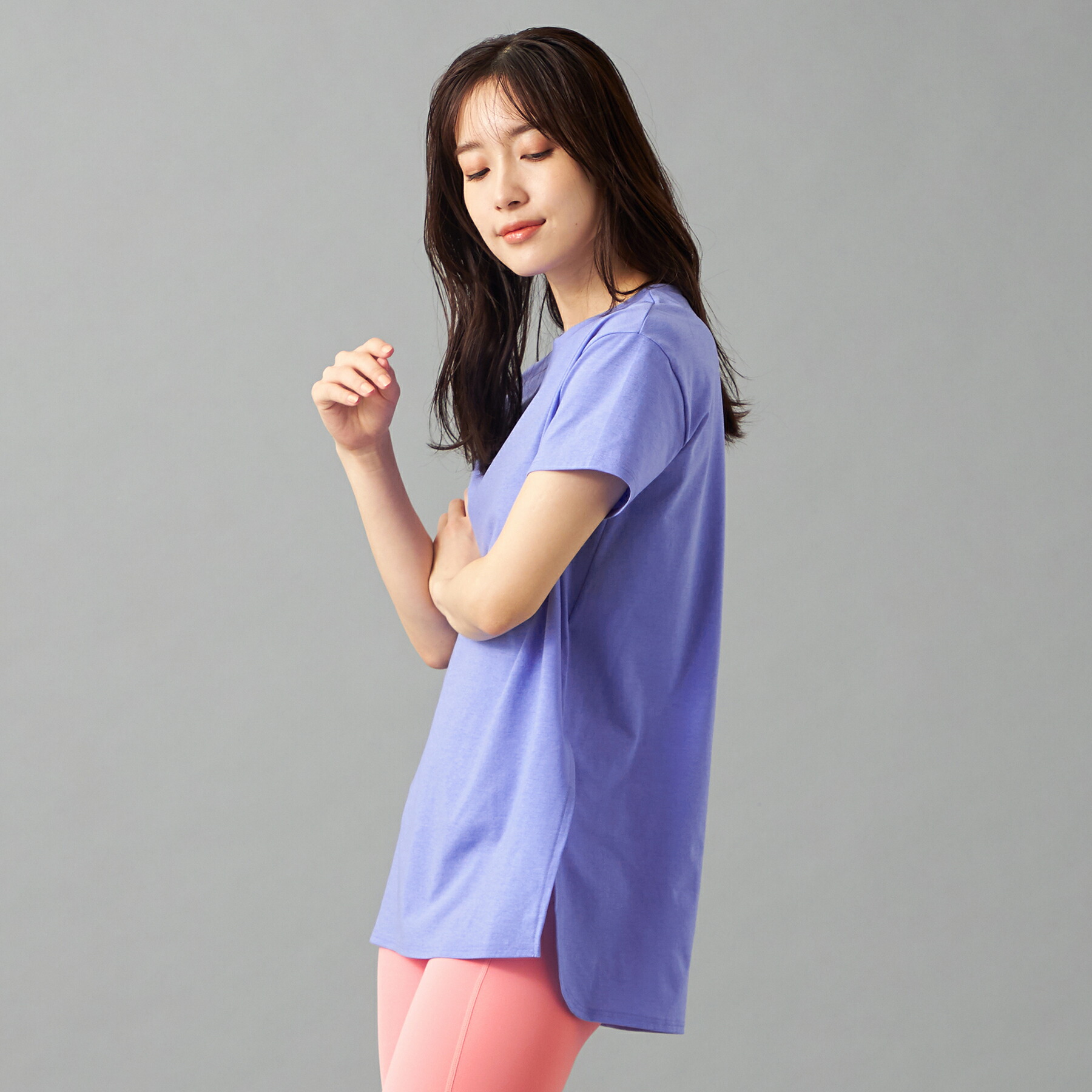 CHACOTT - チャコット　クラッシュベロアTシャツ　ハイストレッチM グレイッシュローズ　新品 301210-5008-32.jpg