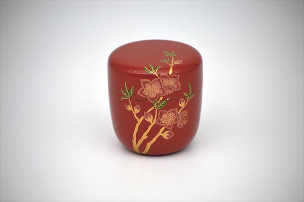 茶道具　中林星山作　神代杉　青柳に滝蒔絵　八角茶器　共箱　V　8000 茶道具 中林星山作 神代杉 青柳に滝蒔絵 八角茶器 共箱 V 8000