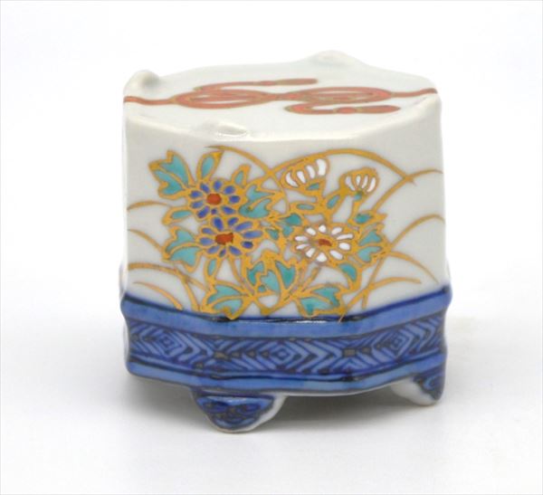 【茶道具/蓋置/futaoki/lid rest】蓋置 色絵 虫籠 高野昭阿弥作（木箱）
