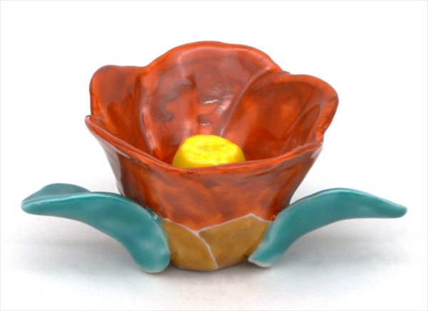 蓋置　色絵　椿　高野昭阿弥作（木箱）｜茶道具商　左座園 11,315円