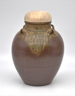 飾壺　丹波　市島（正絹網・正絹紐・正絹おおい付）[φ20&times;H 26cm ]　信水窯（桐箱）｜茶道具商　左座園