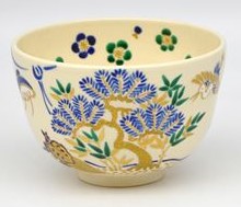 初釜 茶会 茶碗 永楽写 蓬莱絵 今岡都作（桐箱） 抹茶茶碗-コーヒー・お茶用品