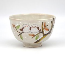【クリスマス】茶碗 粉引 シマエナガ 清和窯（かざり付ける箱）