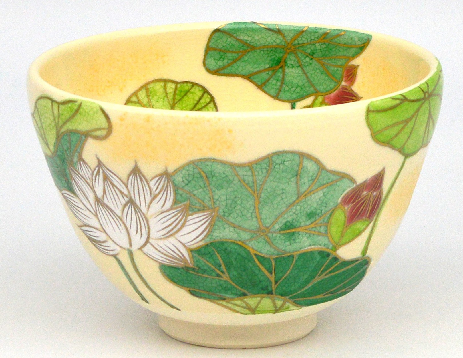 【茶道具/抹茶茶碗/matcha teabowl】茶碗　仁清　蓮　水出宋絢作（化粧箱）｜茶道具商　左座園