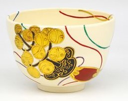初釜 茶会 茶碗 仁清 神楽鈴 今岡都作（桐箱） コーヒー・お茶用品-抹茶茶碗-茶道具・湯呑・急須