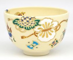 初釜 茶会 茶碗 仁清 宝尽 田中万祥作（桐箱） 抹茶茶碗-コーヒー・お茶用品-キッチン用品・食器・調理器具