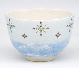 茶碗　白釉　瓔珞　雪結晶　山岡善高作（桐箱）｜茶道具商　左座園