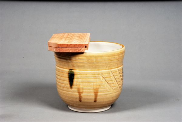 【茶道具】五陶造　織部蓋付水屋瓶　水谷杓　水漉杓 茶道具】五陶造 織部蓋付水屋瓶 水谷杓 水漉杓 楽天