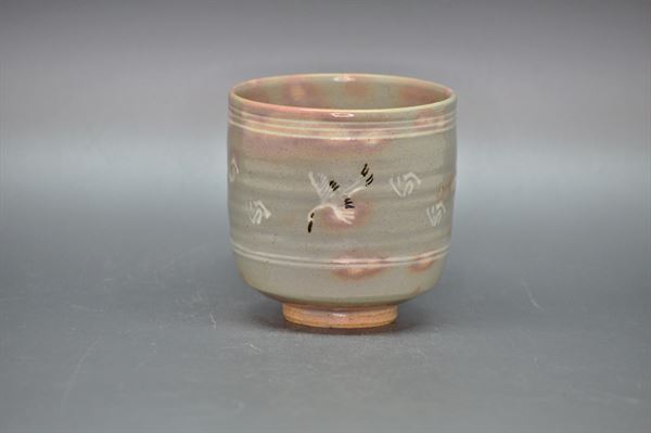 ☆tiamo☆　茶道具　李朝時代　時代物　白磁　刷毛目　編み笠型茶碗 ☆tiamo☆ 茶道具 李朝時代 時代物 白磁 刷毛目 編み笠型茶碗