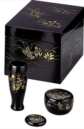 楽天市場】茶道 七事式五段重硯箱 黒掻合塗 湖彩作 : 茶道具・抹茶