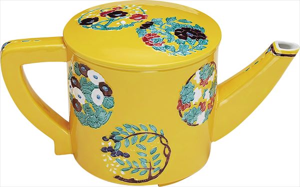 【茶道具/水注】片口水注 黄交趾 花丸 高野昭阿弥作（桐箱）