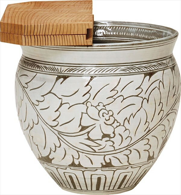 楽天市場】織部 水屋瓶 大（杉割蓋付） : 茶道具商 左座園