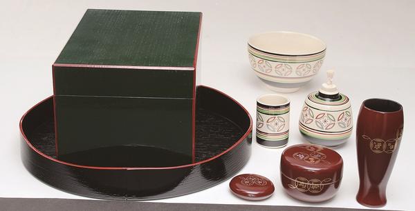 茶道具 茶箱 根来塗 利休 茶道具 茶箱 利休茶箱 根来塗り 布目 中村湖彩作 根来塗 根来