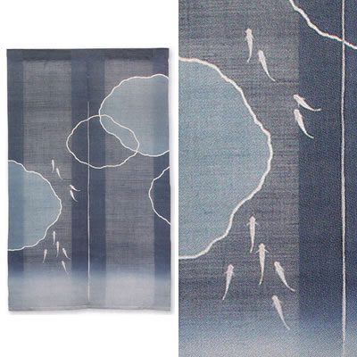 【お取り寄せ】麻すかしのれん『めだか』（和風のれん）【貸し/春、初夏/メダカ】【貨物輸送無料】