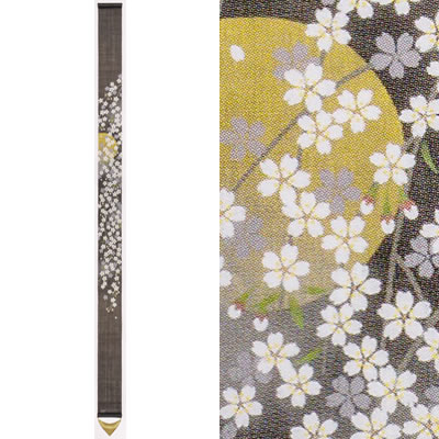 麻細アラス『夜桜』（新図案化）（掛軸、和風アラス）【春 さくら 花】 壁紙・装飾フィルム-インテリア・寝具・収納