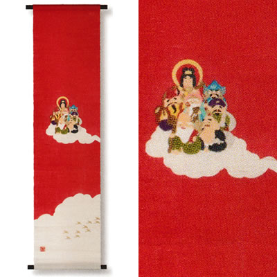 【お取り寄せ】麻和みアラス『七福神』（掛軸、和風アラス）【冬、変わり無く、正月/縁起物/七福神】【足し加える金がさ次第次第に貨物輸送無料】
