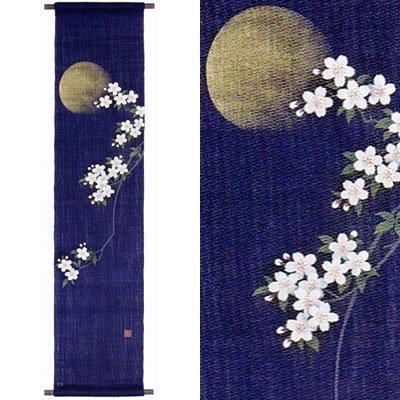 【お取り寄せ】本麻アラス『桜花ともし火』（掛軸、和風アラス）【春 さくら 桜 月 花】