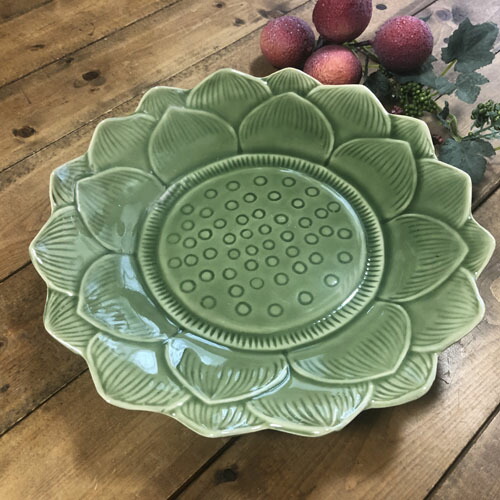 【平皿 蓮の花 27cm】セラドン陶器セラドンタイ製皿タイ料理タイ雑貨アジアン雑貨タイ食器画像