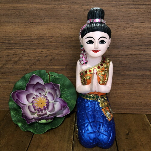 楽天市場】【サワディー人形】【座り姿 26cm】【赤A】タイの置物木製