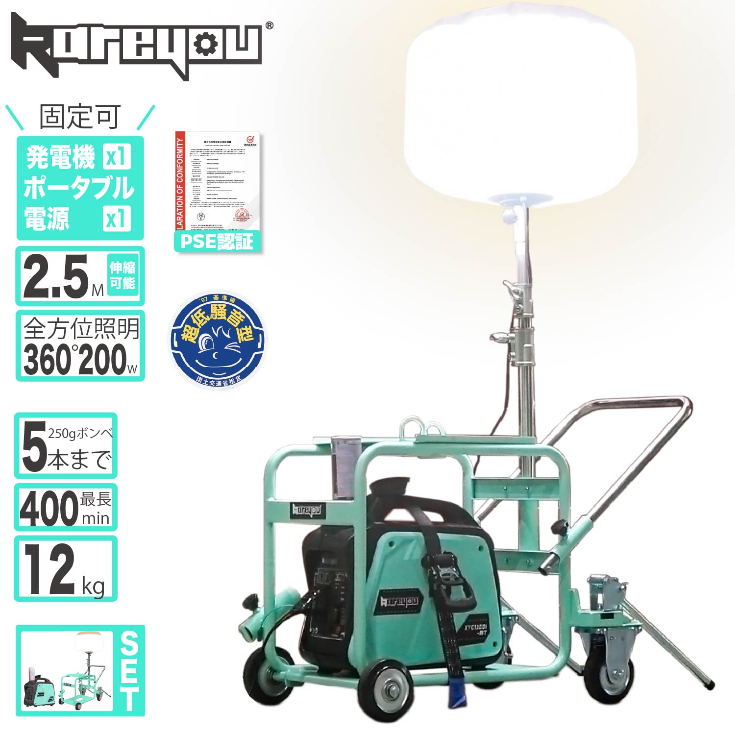 楽天市場】【防災応援！新発売～】バルーン投光器 発電機用投光器 発電