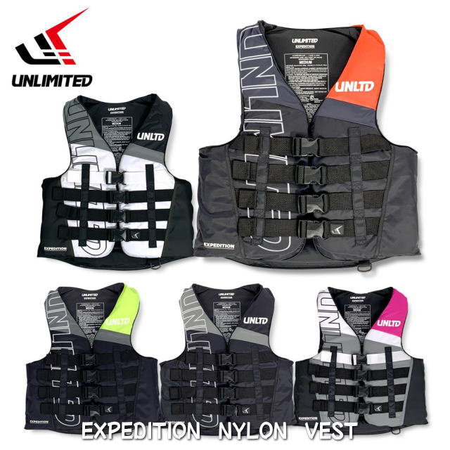 NEW新作【ＵＮＬＩＭＩＴＥＤ・アンリミテッド 】UV2602 EXPEDITION NYLON  VEST エクスペディションナイロンベスト ＵＳＣＧ手合い３ ＪＣＩ蓄積精神測定検査受かる実績型 JETスキーの板 ウエイクボード 生命現象上衣