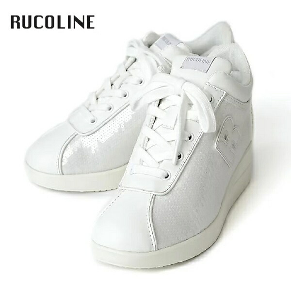 ルコライン スニーカー ルコライン 靴 RUCO LINE RUCO-009WH PAILLETTES スパンコール ホワイト Rマーク サイドファスナー付 ３E 幅広 ルコライン レディース シューズ RUCO LINE ルコラインスニーカー 新作 取扱店 京都 母の日 22,677円