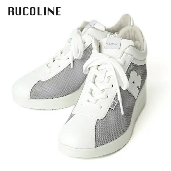 ルコライン スニーカー ルコライン 靴 RUCO LINE \u003cBR\u003eRUCO-012GY NETT メッシュ 薄墨色 ×合皮 白いこと R目じるし \u003cBR\u003e片方チャック付 ３E 幅ひろい ルコライン レディース シューズ \u003cBR\u003eRUCO LINE ルコラインスニーカー 新作 取りまわし店 京都 母の日