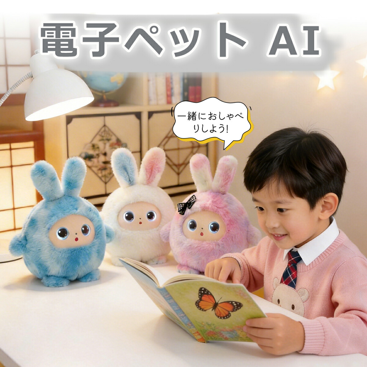 陰電子愛玩動物 人工知能学 知育遊び道具  愛玩動物自動人形  ふわふわ うさぎ ぬいぐるみ しゃべる 動く  気味合いが通じる 着せかえ  人工知能学積み上げる 人工知能学学び取る 音吐 うら淋しいを癒せる 共同作業者 愛くるしげ 一人暮ら  英語 日本語 11言葉づかい 音吐意識すること 語らい 自動人形 遊び道具