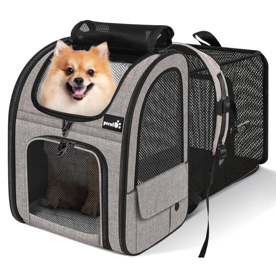 ペキュート Pecute ペット 猫 キャリーバッグ 猫用 犬用 リュック メッシュ窓 通気性 拡張可能 2WAY 猫 キャリー リュック 折り畳み