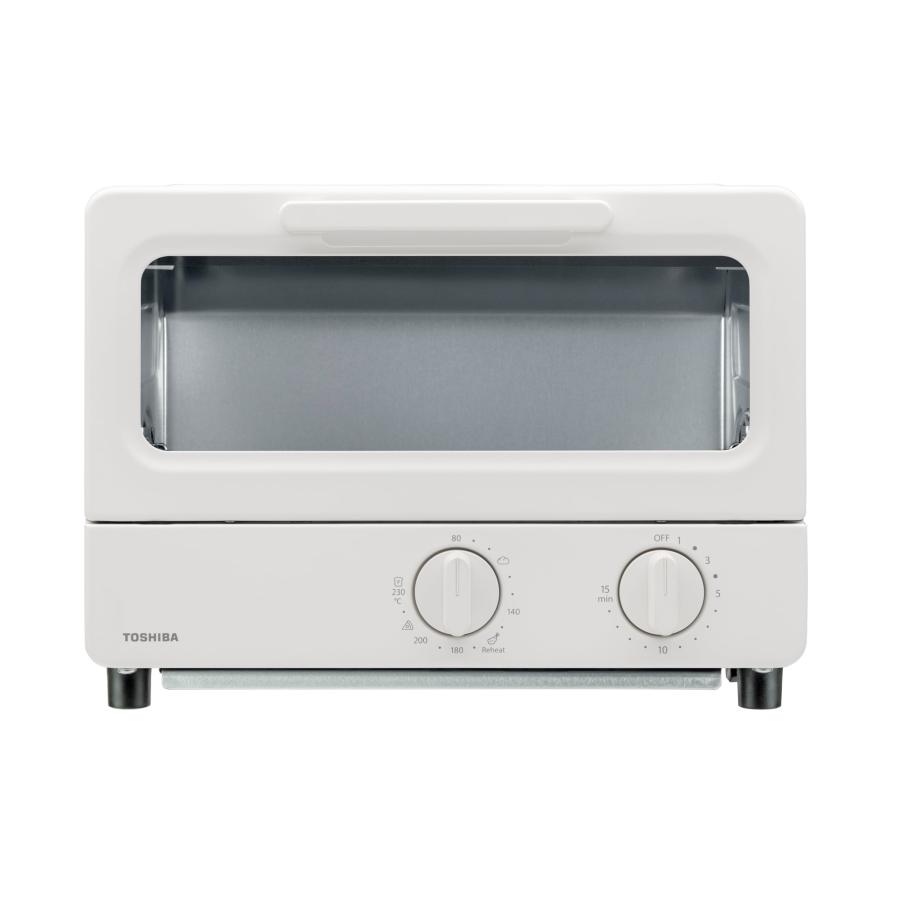 TOSHIBA(東芝) トースター オーブントースター 2枚焼き HTR-PZ3(W) ミルキーホワイト 温度調節機能付き 受皿付き タイマー15分